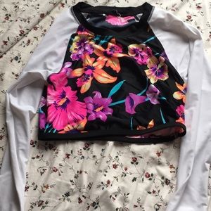 Floral Rash Guard/Swim Top